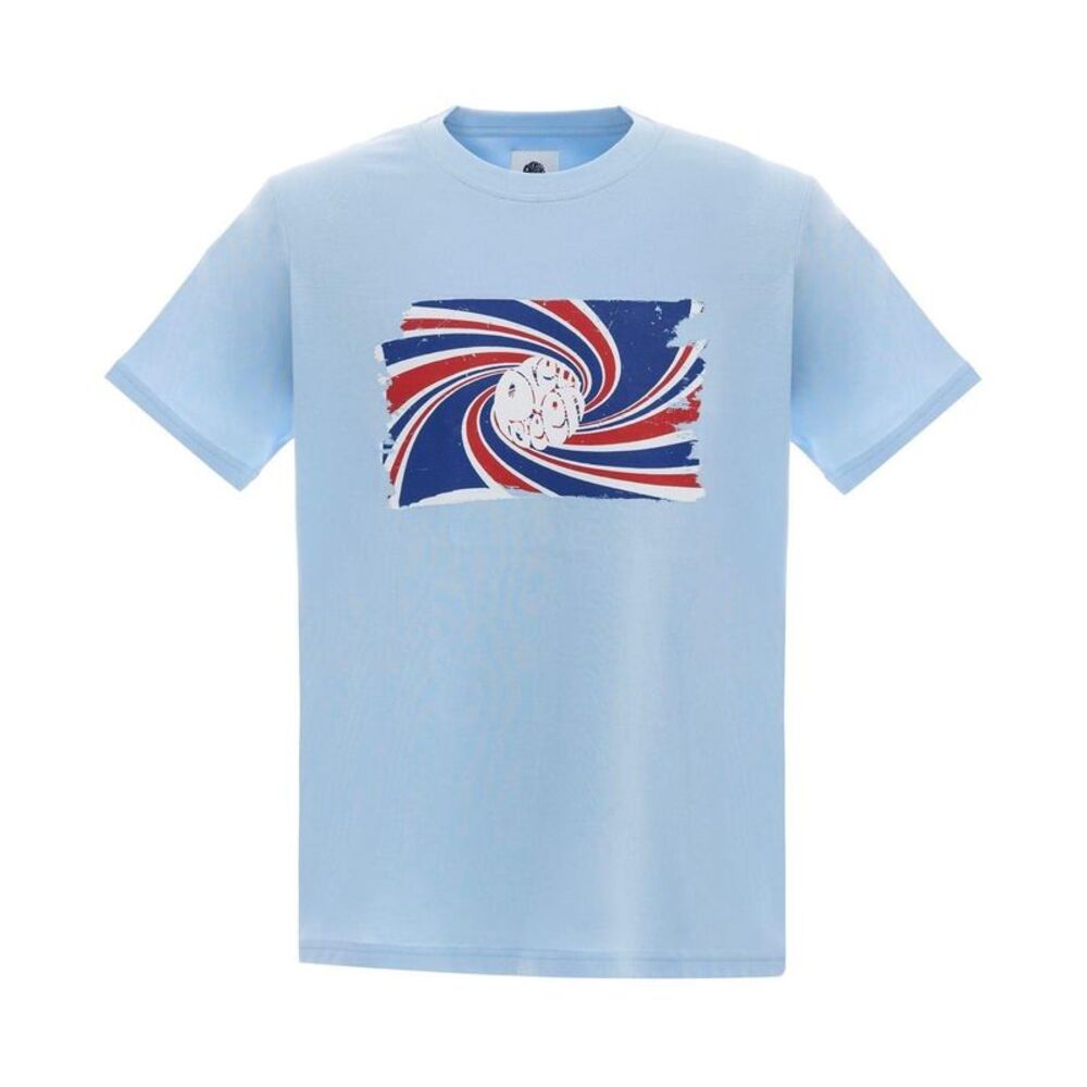 Pretty Green Mens Swirl Logo T-Shirt / Sky Blue